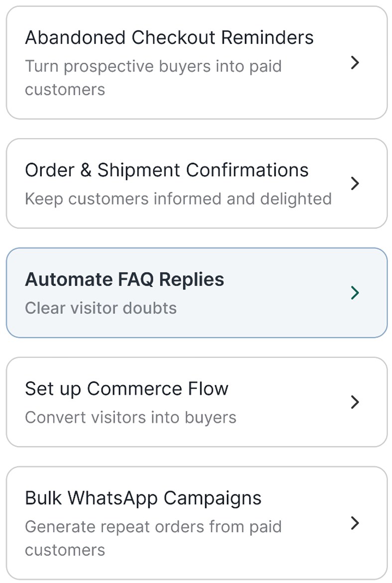 Store setup goals, with Automate FAQ Replies selected